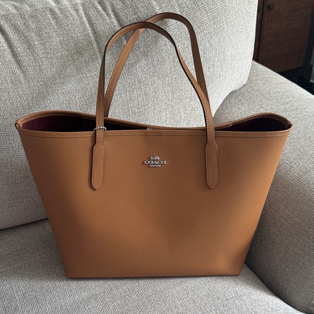 NWT Coach Brown Leather Tote Bag